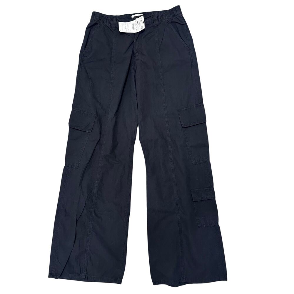 Zara Y2K Women's Wide Leg Cargo Trousers Streetwear Gorpcore Black, size M